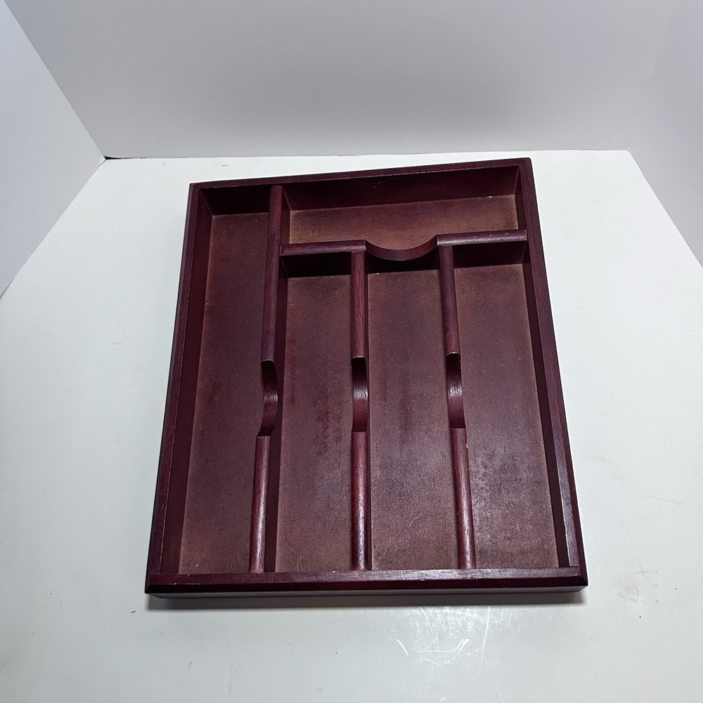 Vintage Mikasa Wooden Cutlery Silverware Organizing Tray Cherry Color